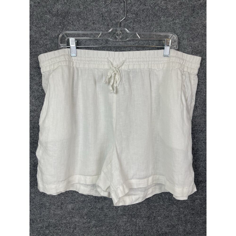 Tommy Bahama Two Palms High-Rise Linen‎ Easy Shorts in White SZ XL